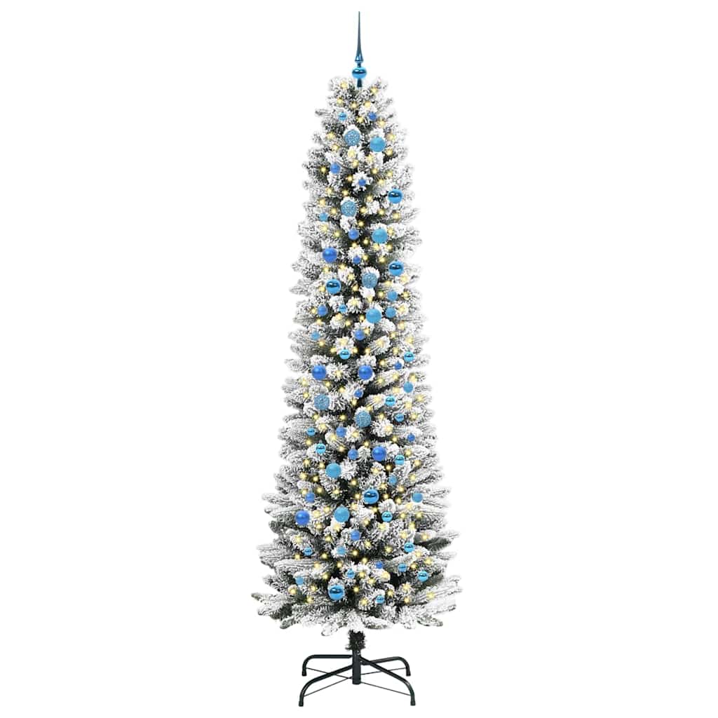 Kunstigt juletræ med stativ Hvid 240 cm PVC og metal og plast