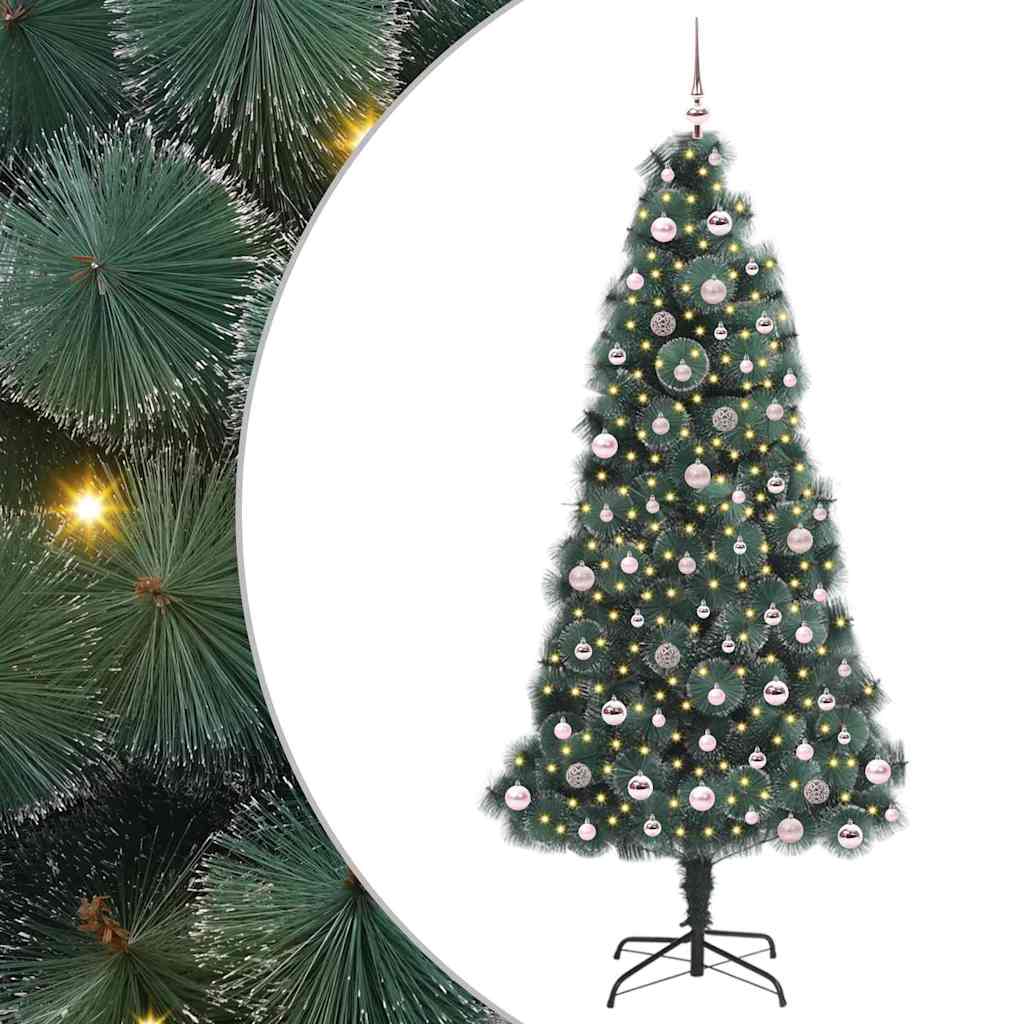 Kunstigt præ-oppustet juletræ med kuglesæt Grøn 240 cm PET