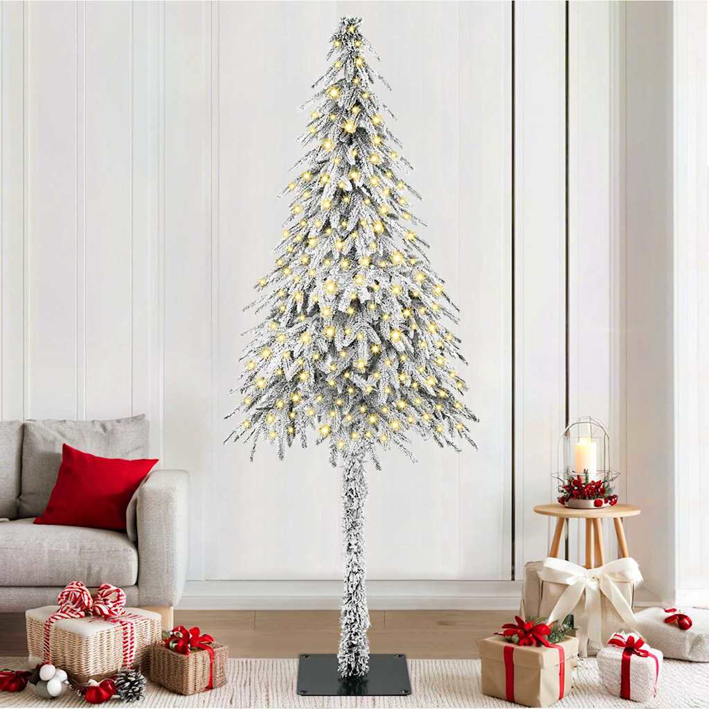 Juletræ med 300 LED'er med stativ Hvid 210 cm PE og Stål