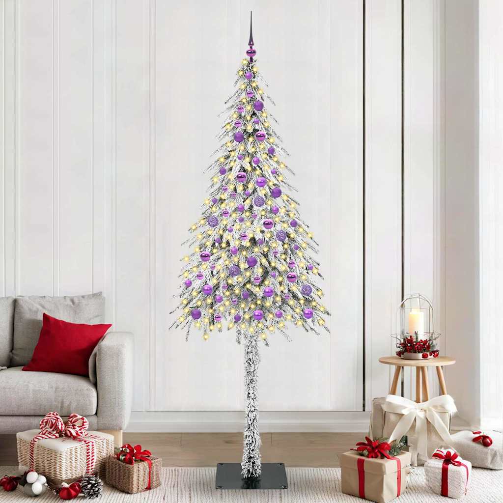 Juletræ med 300 LED'er med stativ Hvid 210 cm PE og Stål