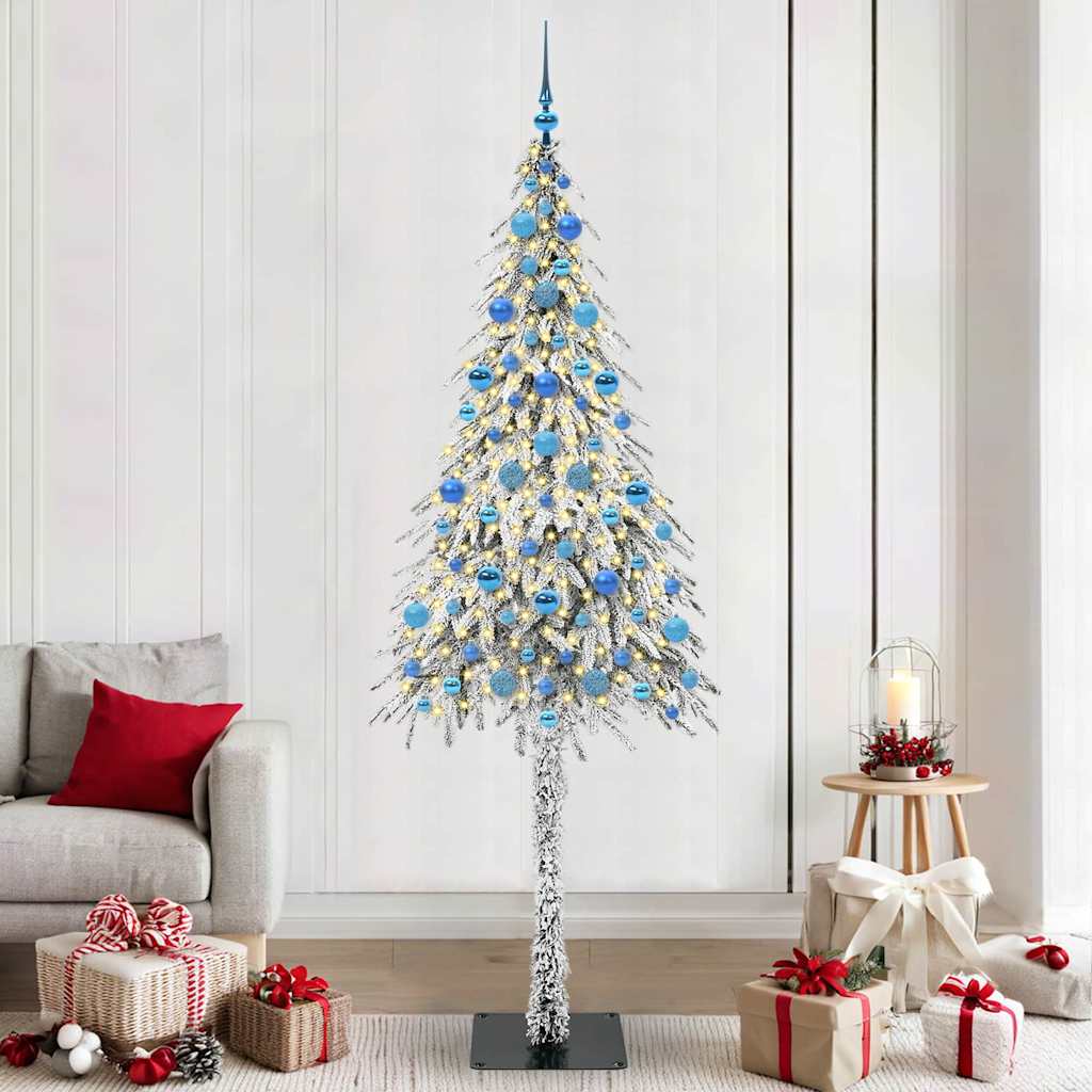 Juletræ med 300 LED'er med stativ Hvid 210 cm PE og Stål