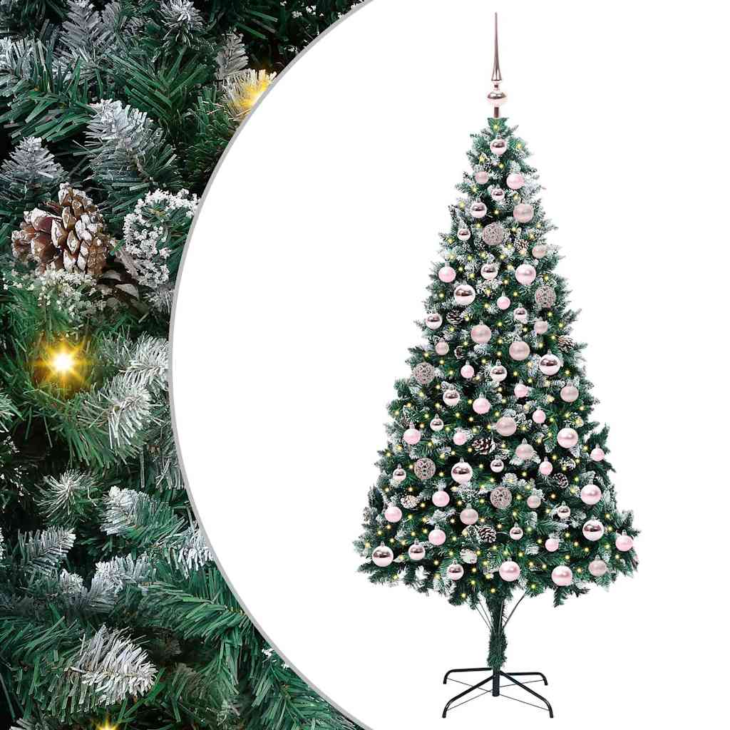 Kunstigt juletræ med stativ Grøn 210 cm PVC og Stål og Plastik