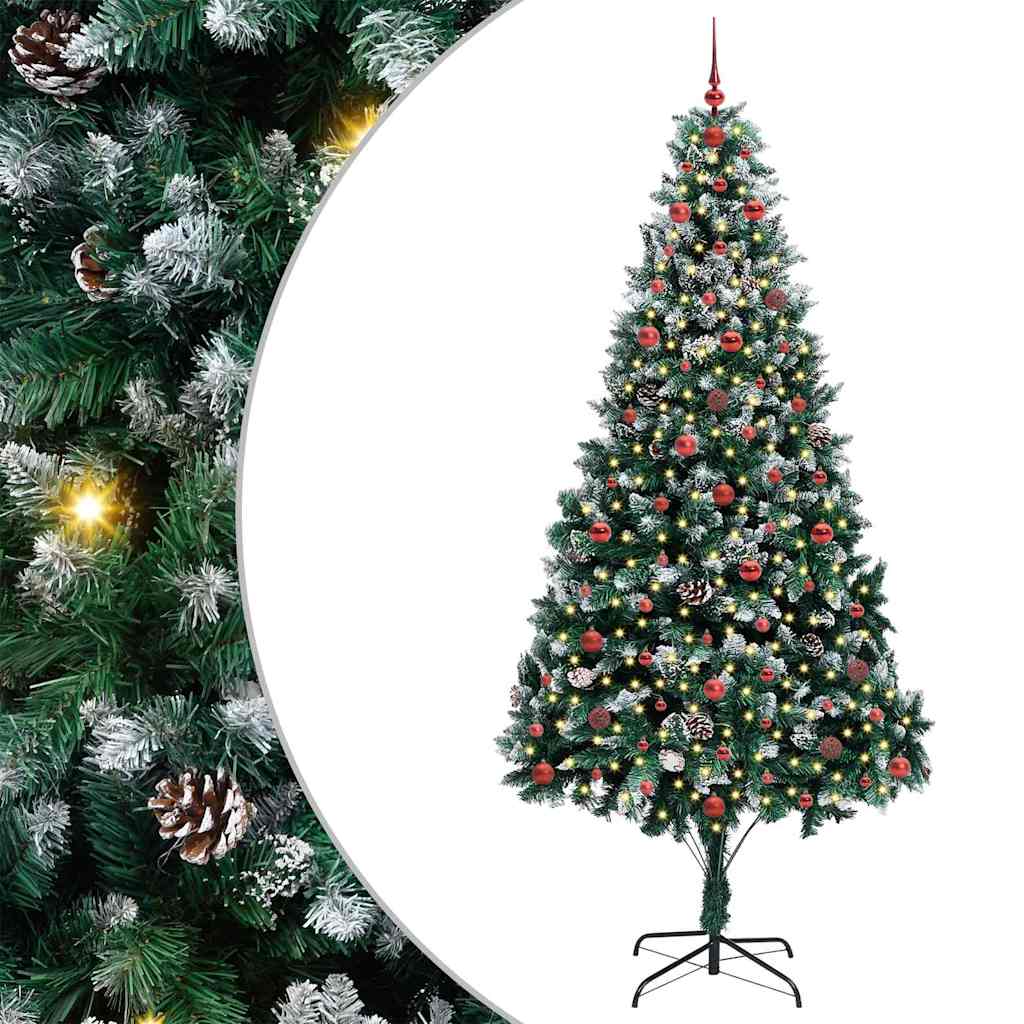 Kunstigt juletræ med stativ Grøn 240 cm PVC og Stål og Plastik