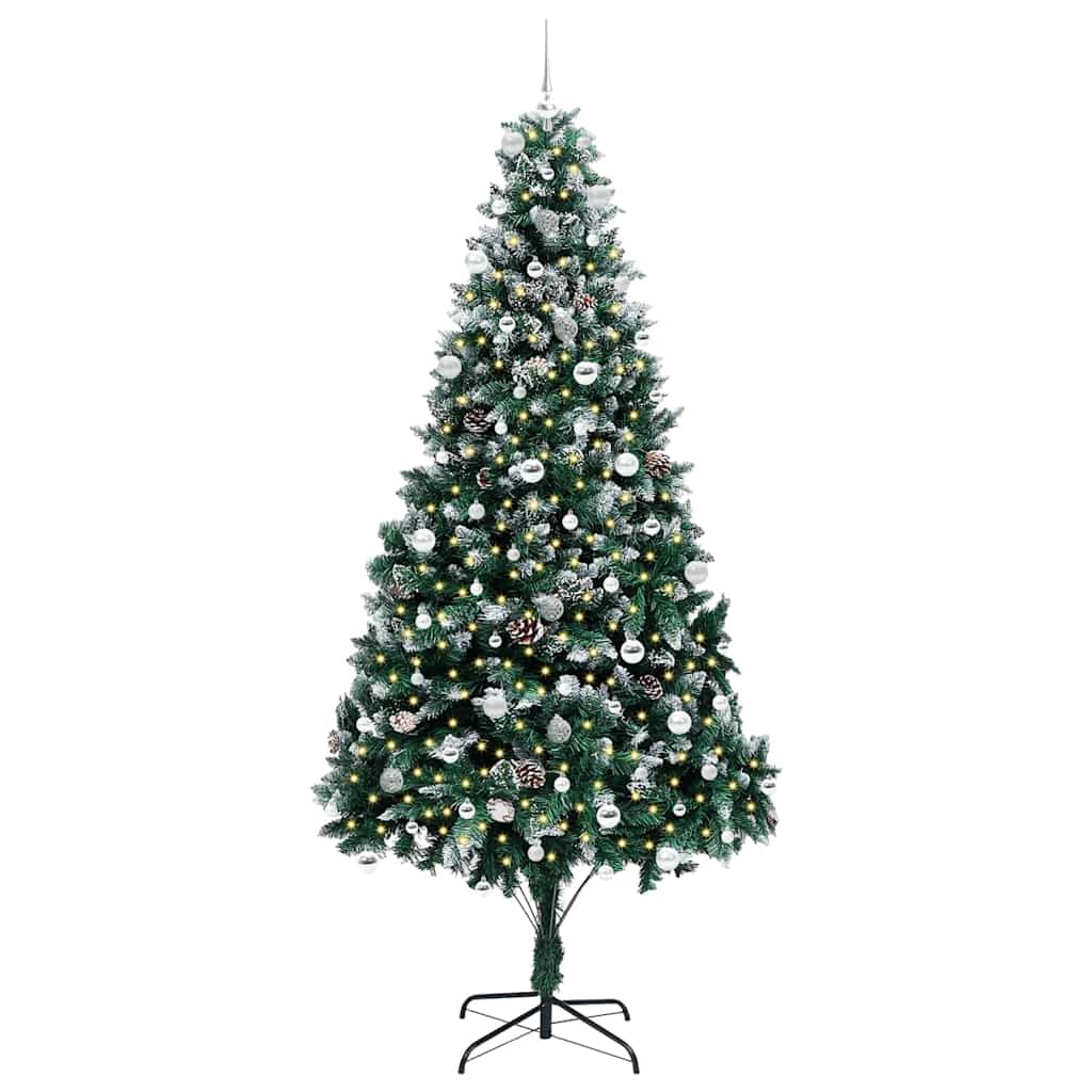 Kunstigt juletræ med stativ Grøn 240 cm PVC og Stål og Plastik