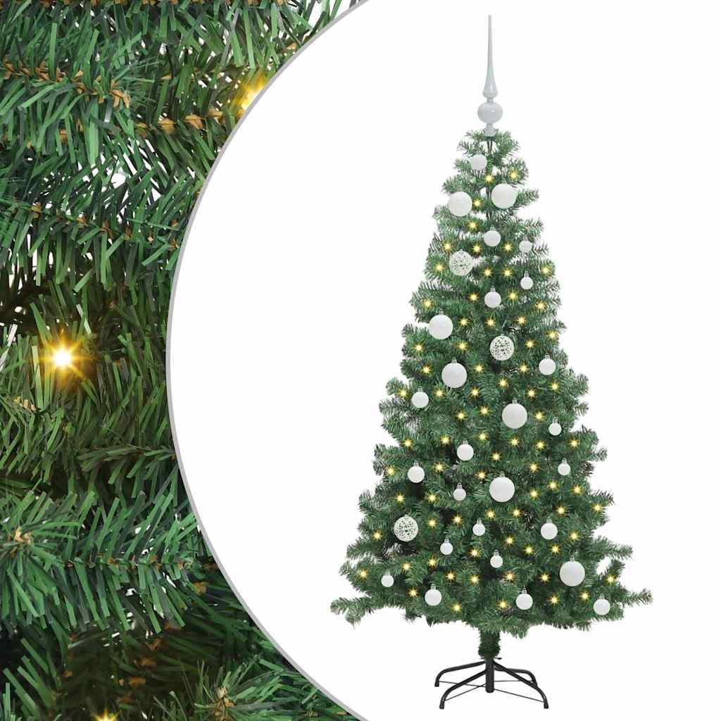 Juletræ med 150 LED'er med stativ Grøn 120 cm PVC