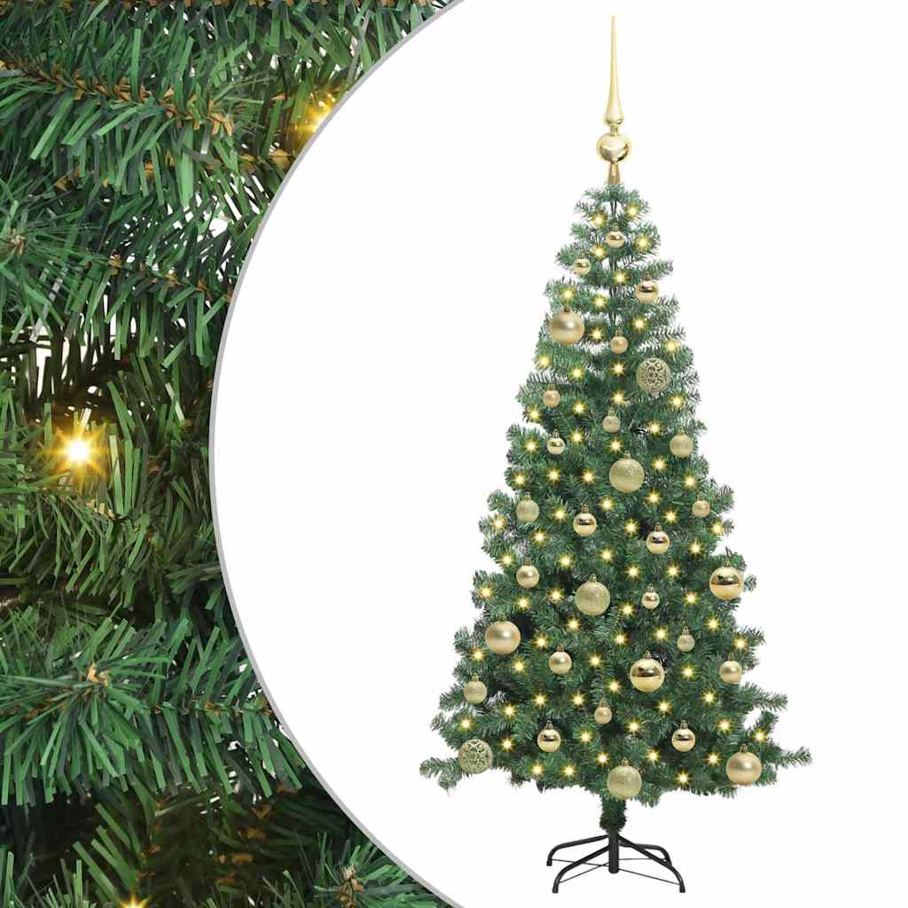 Juletræ med 150 LED'er med stativ Grøn 120 cm PVC