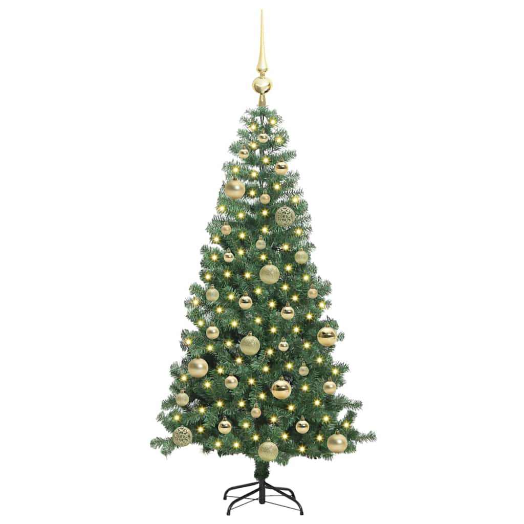 Juletræ med 150 LED'er med stativ Grøn 120 cm PVC