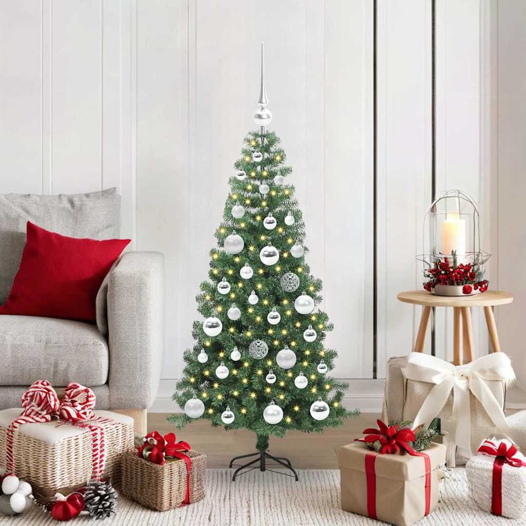 Juletræ med 150 LED'er med stativ Grøn 120 cm PVC