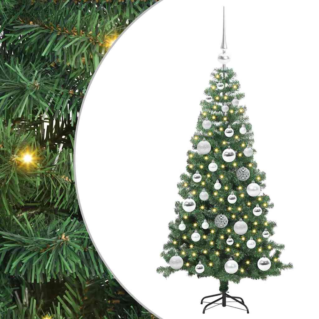 Juletræ med 150 LED'er med stativ Grøn 120 cm PVC