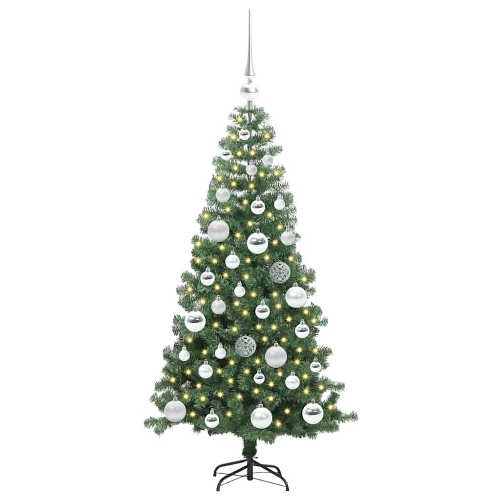 Juletræ med 150 LED'er med stativ Grøn 120 cm PVC