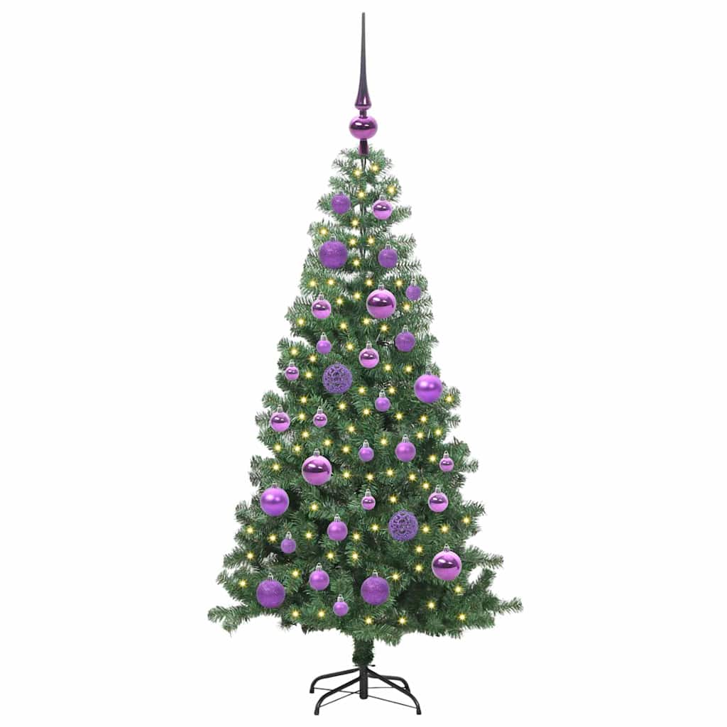 Juletræ med 150 LED'er med stativ Grøn 120 cm PVC