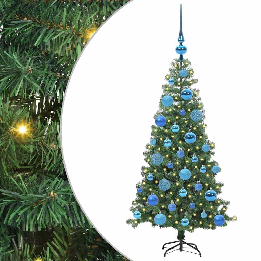 Juletræ med 150 LED'er med stativ Grøn 120 cm PVC