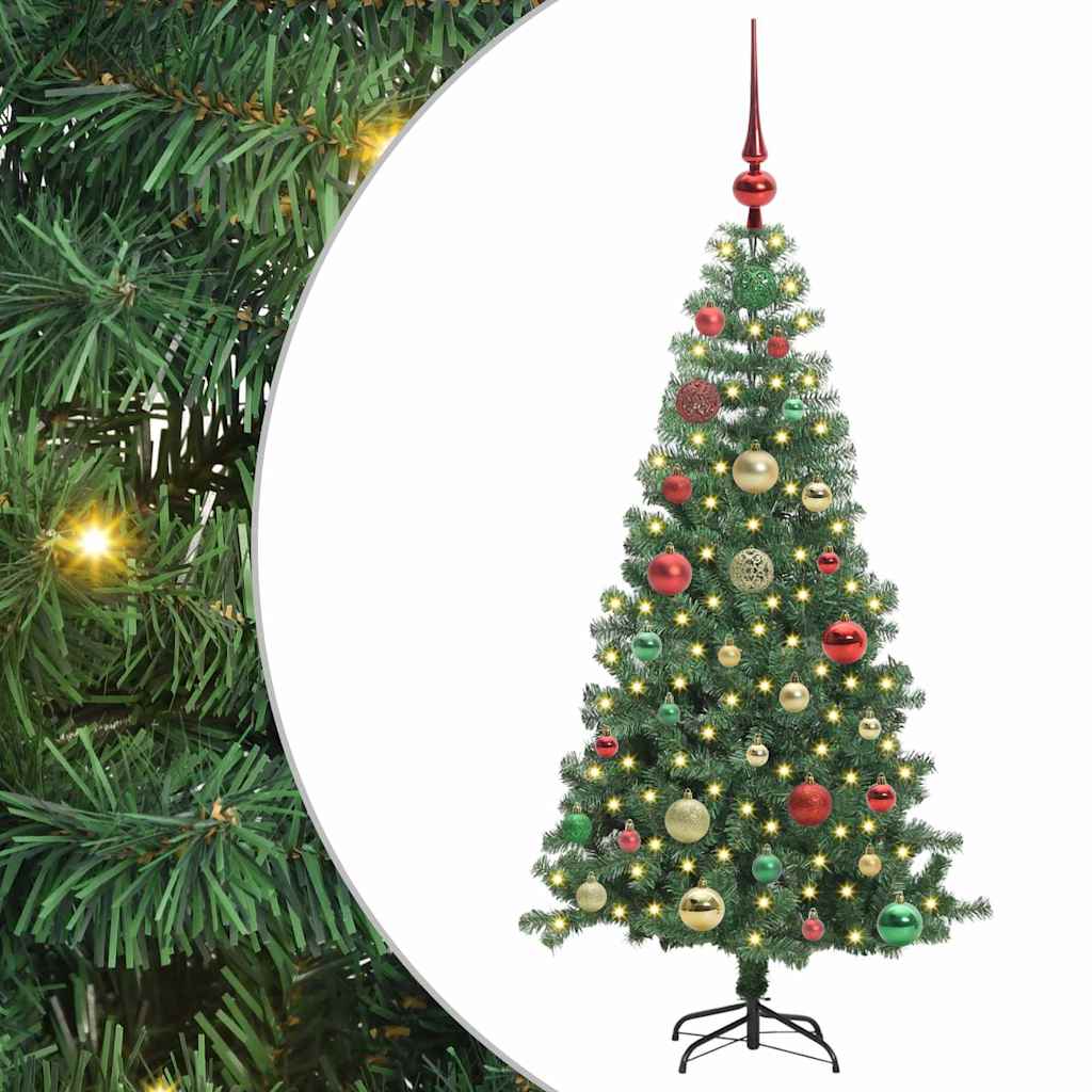 Juletræ med 150 LED'er med stativ Grøn 120 cm PVC