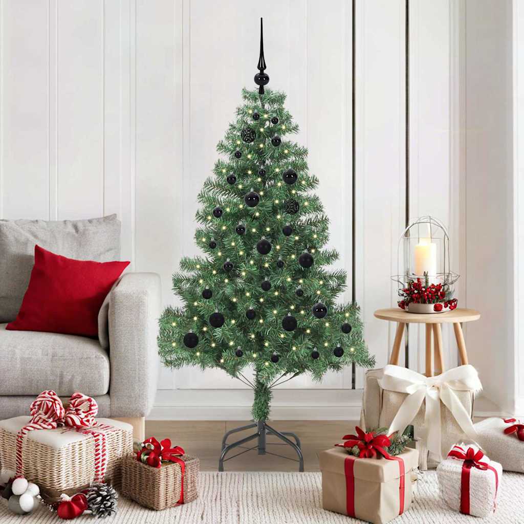 Juletræ med 150 LED'er med stativ Grøn 150 cm PVC