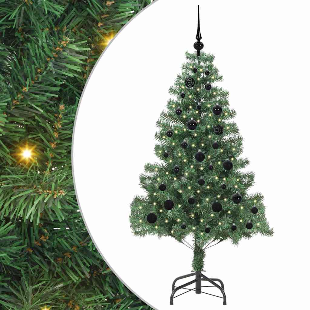 Juletræ med 150 LED'er med stativ Grøn 150 cm PVC