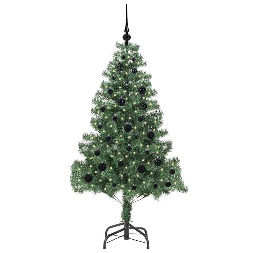 Juletræ med 150 LED'er med stativ Grøn 150 cm PVC