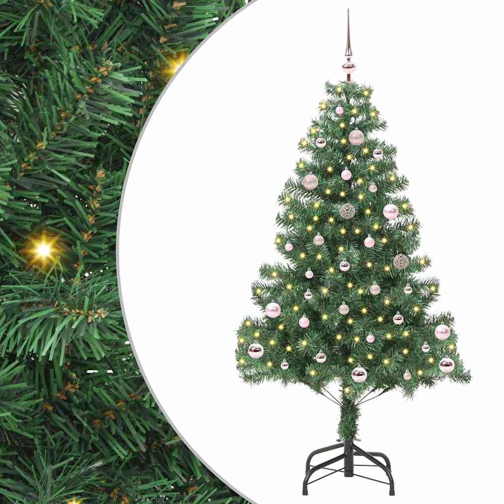 Juletræ med 150 LED'er med stativ Grøn 150 cm PVC