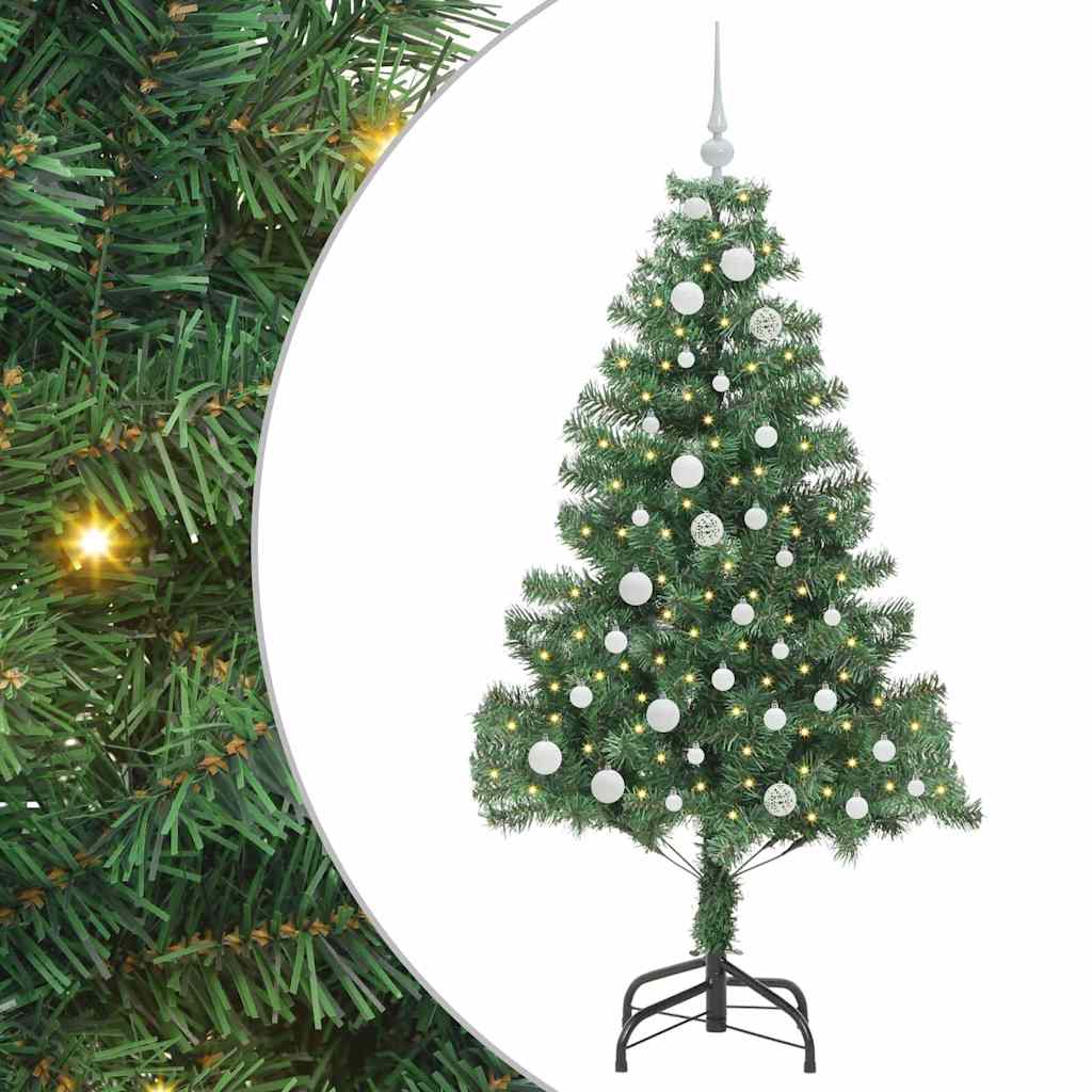 Juletræ med 150 LED'er med stativ Grøn 150 cm PVC