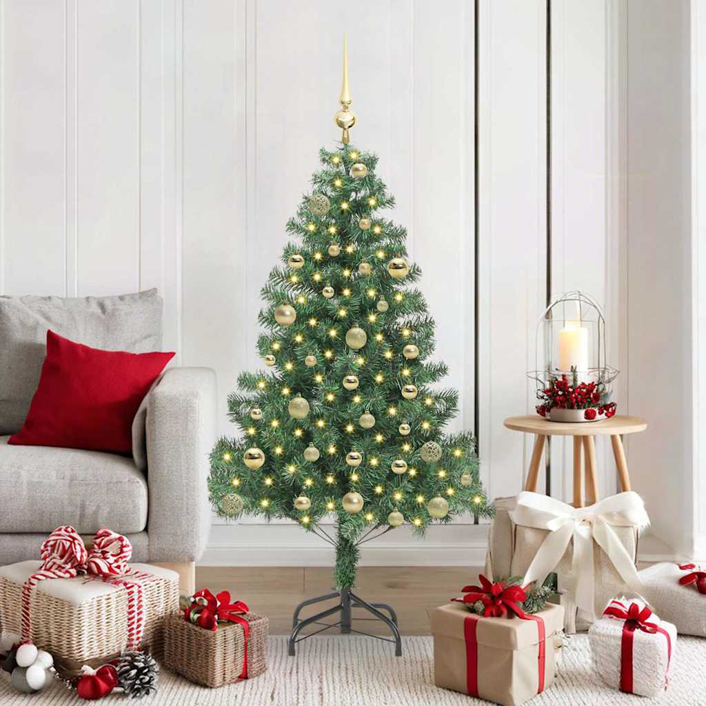 Juletræ med 150 LED'er med stativ Grøn 150 cm PVC