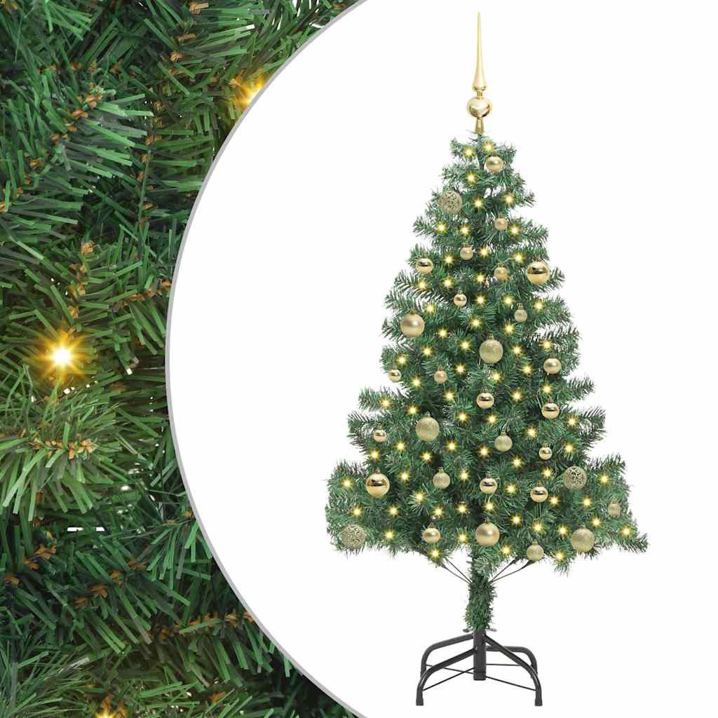 Juletræ med 150 LED'er med stativ Grøn 150 cm PVC