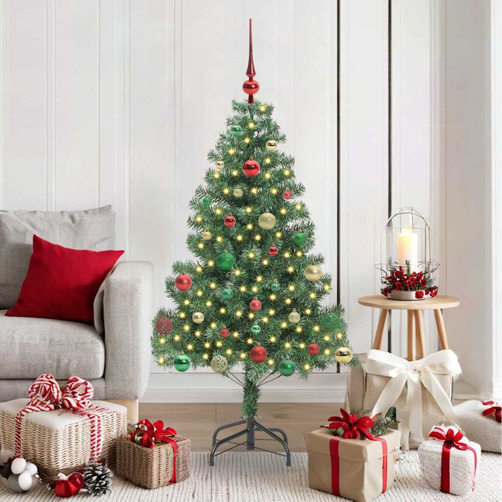 Juletræ med 150 LED'er med stativ Grøn 150 cm PVC
