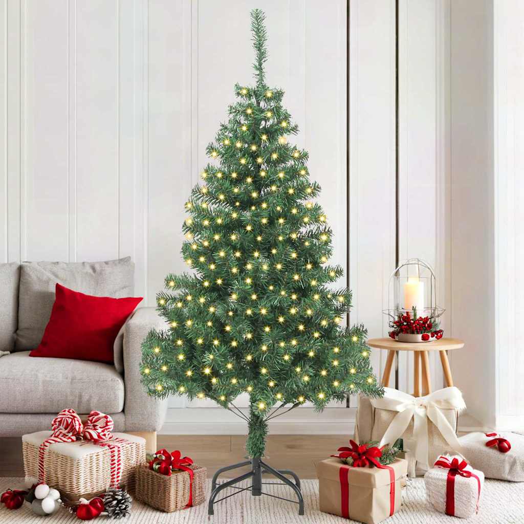 Juletræ med 300 LED'er med stativ Grøn 180 cm PVC
