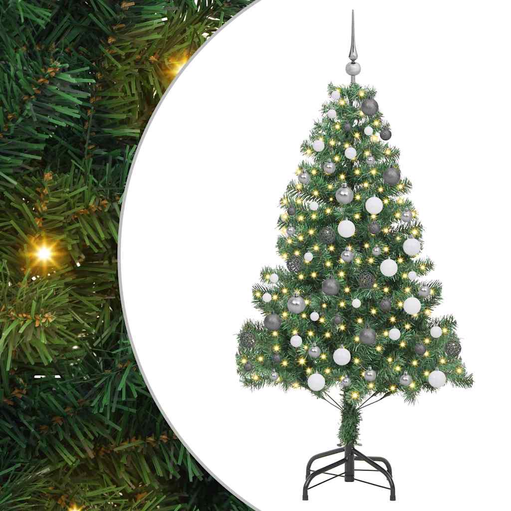 Juletræ med 300 LED'er med stativ Grøn 180 cm PVC