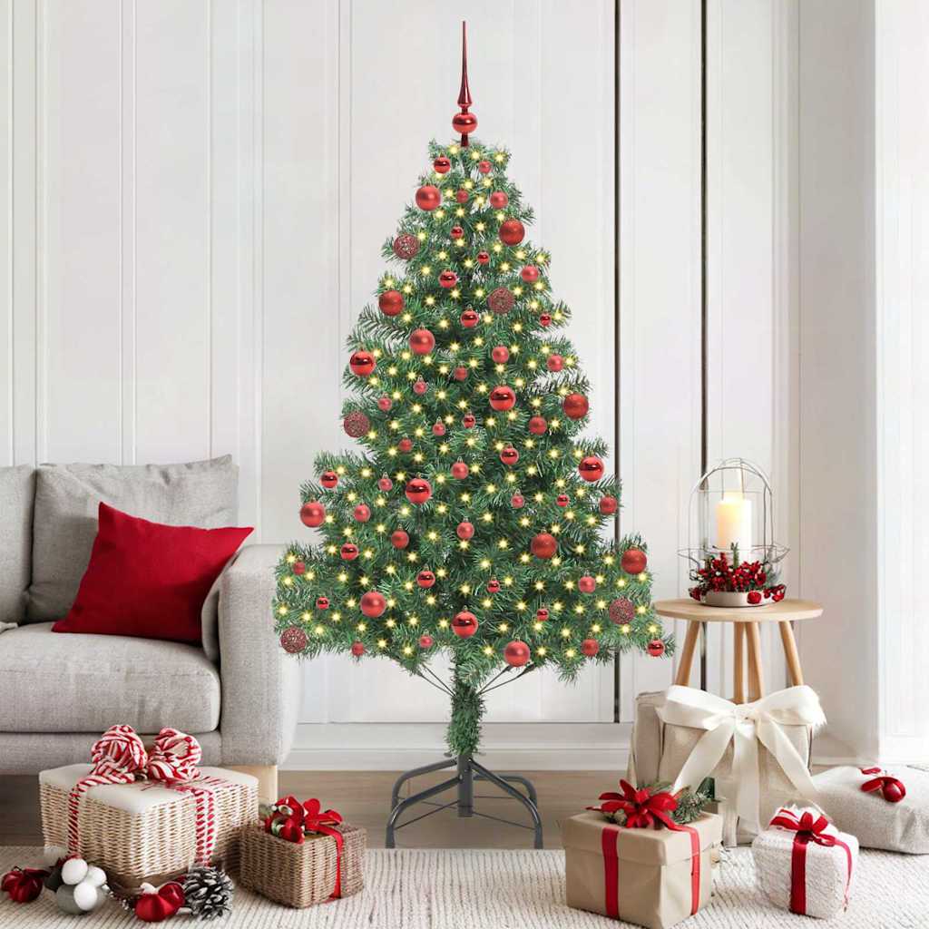 Juletræ med 300 LED'er med stativ Grøn 180 cm PVC