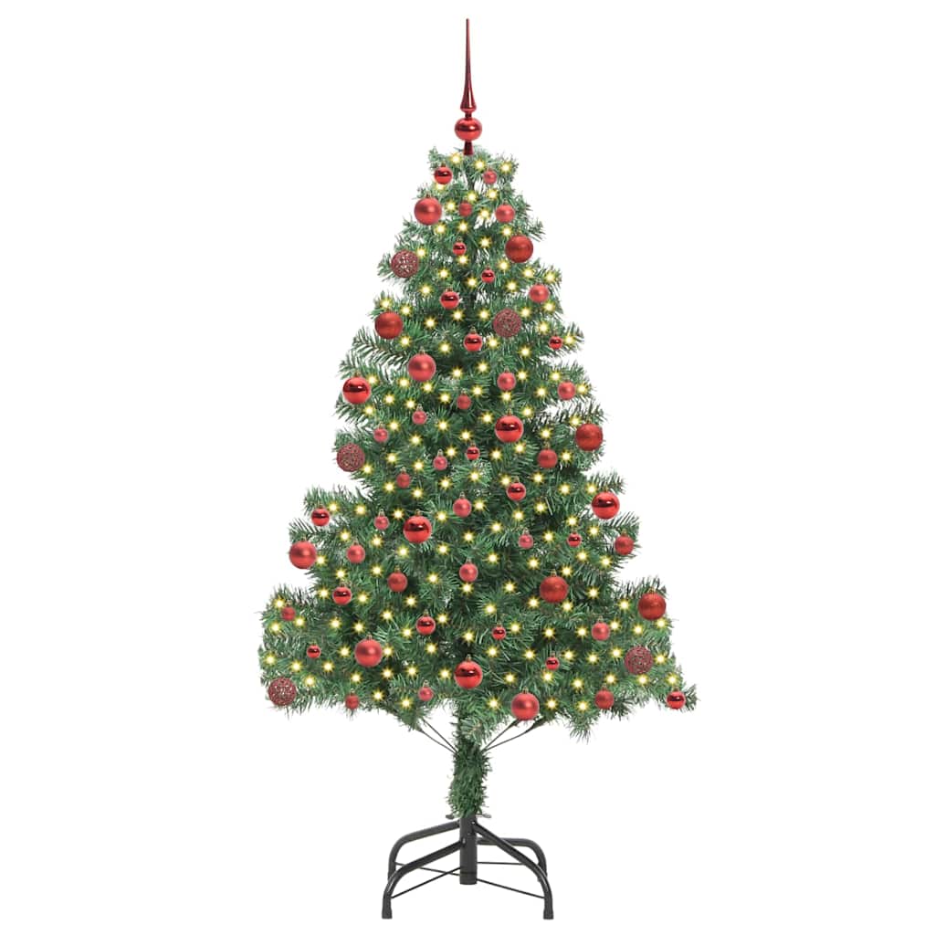Juletræ med 300 LED'er med stativ Grøn 180 cm PVC
