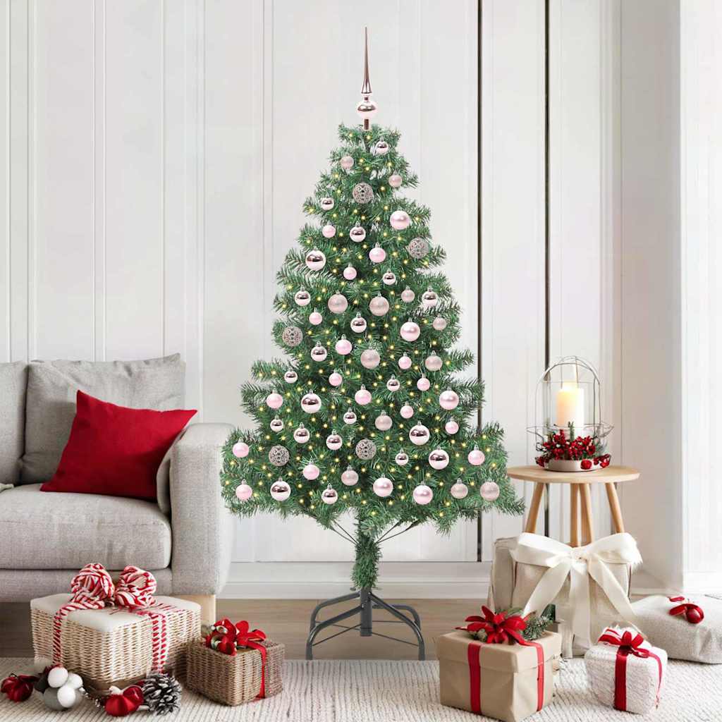 Juletræ med 300 LED'er med stativ Grøn 180 cm PVC
