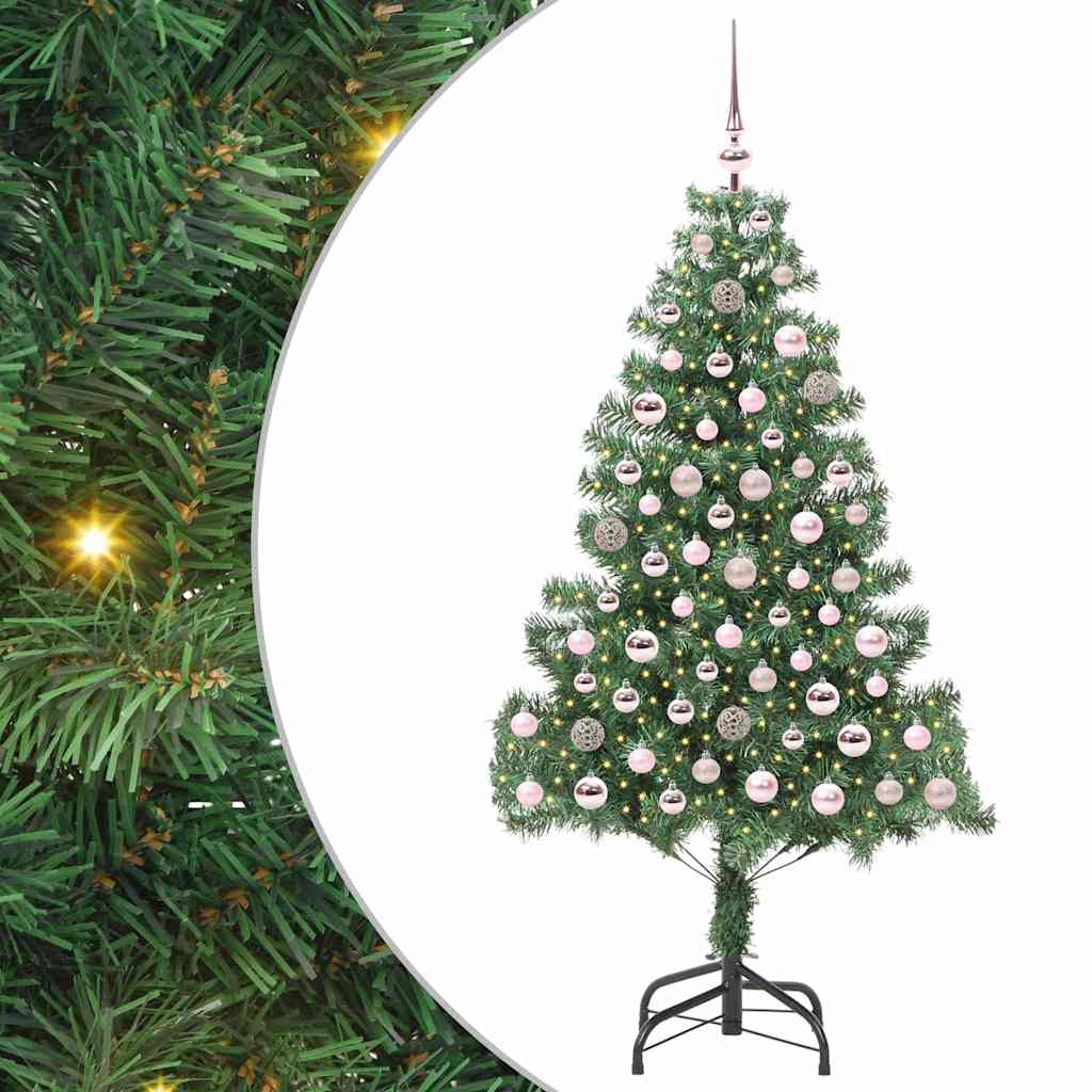 Juletræ med 300 LED'er med stativ Grøn 180 cm PVC