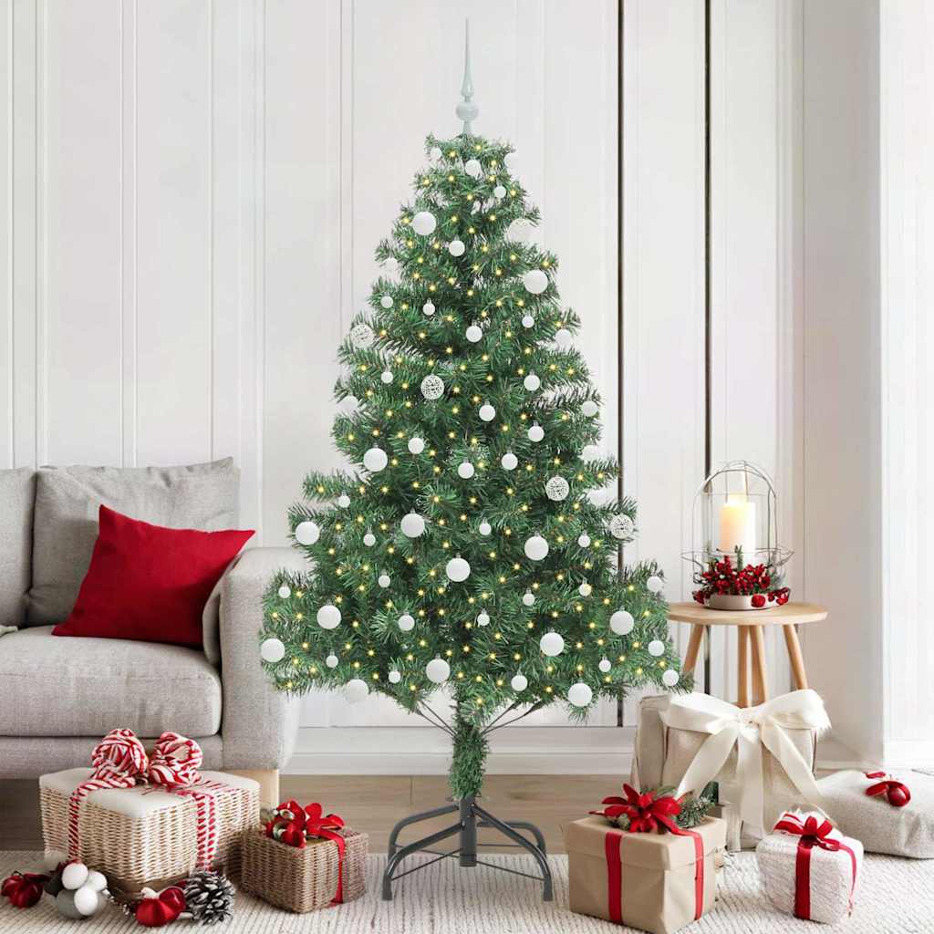 Juletræ med 300 LED'er med stativ Grøn 180 cm PVC