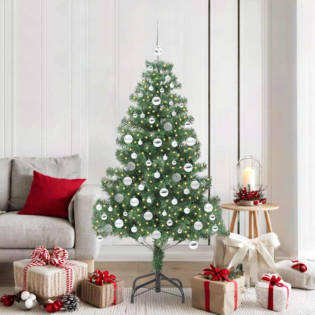 Juletræ med 300 LED'er med stativ Grøn 180 cm PVC