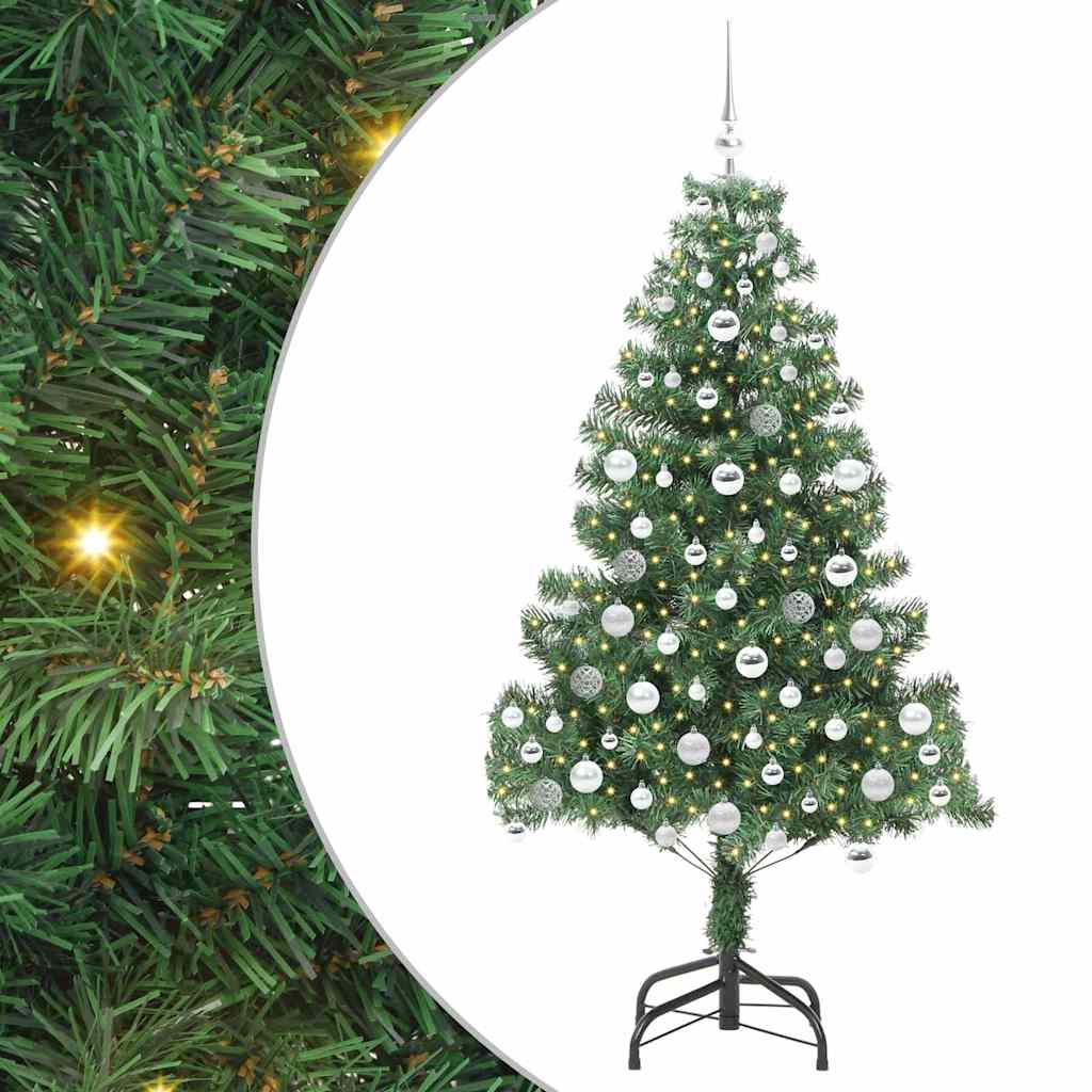 Juletræ med 300 LED'er med stativ Grøn 180 cm PVC