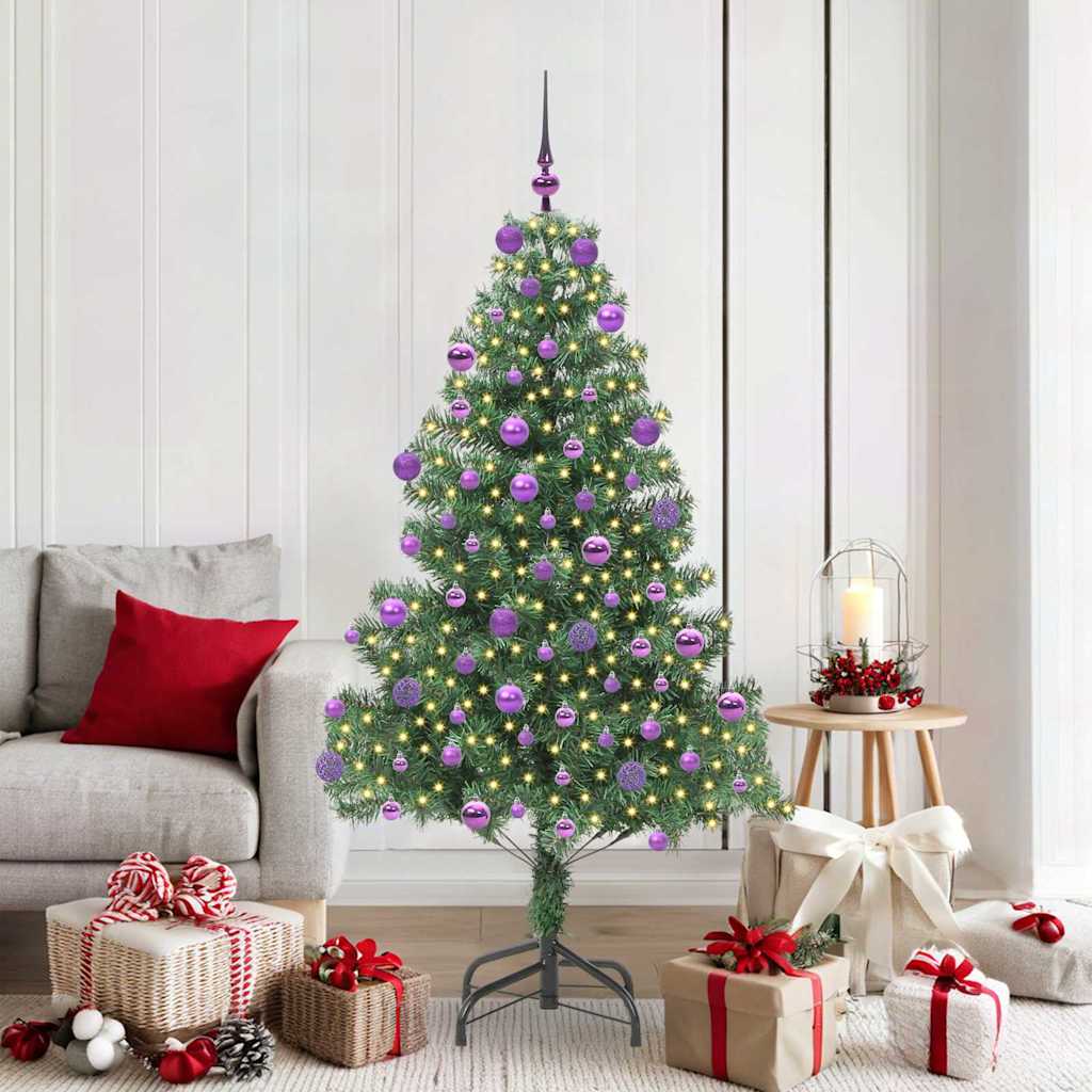 Juletræ med 300 LED'er med stativ Grøn 180 cm PVC