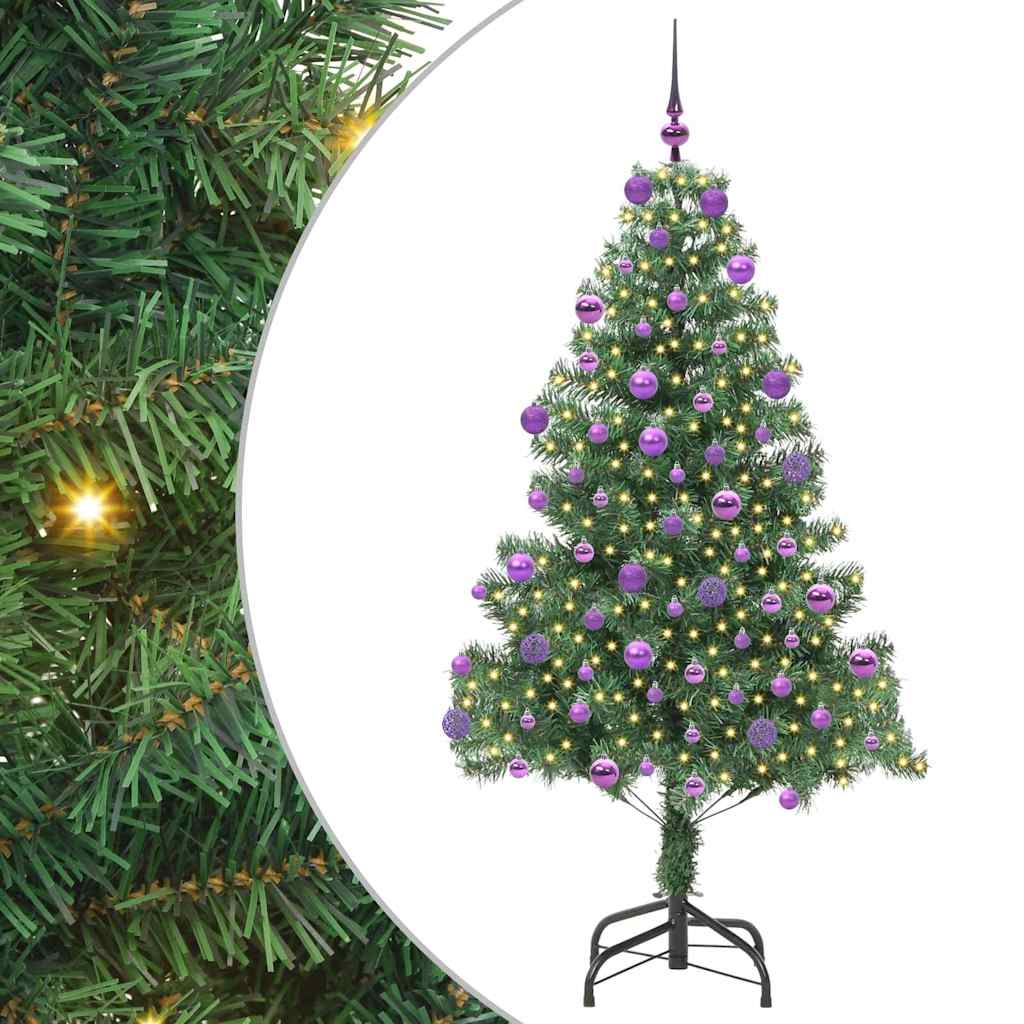 Juletræ med 300 LED'er med stativ Grøn 180 cm PVC