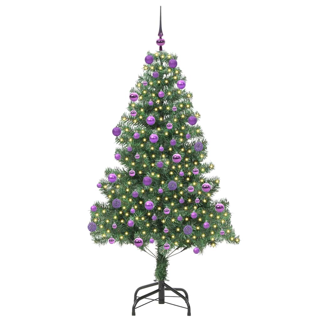 Juletræ med 300 LED'er med stativ Grøn 180 cm PVC