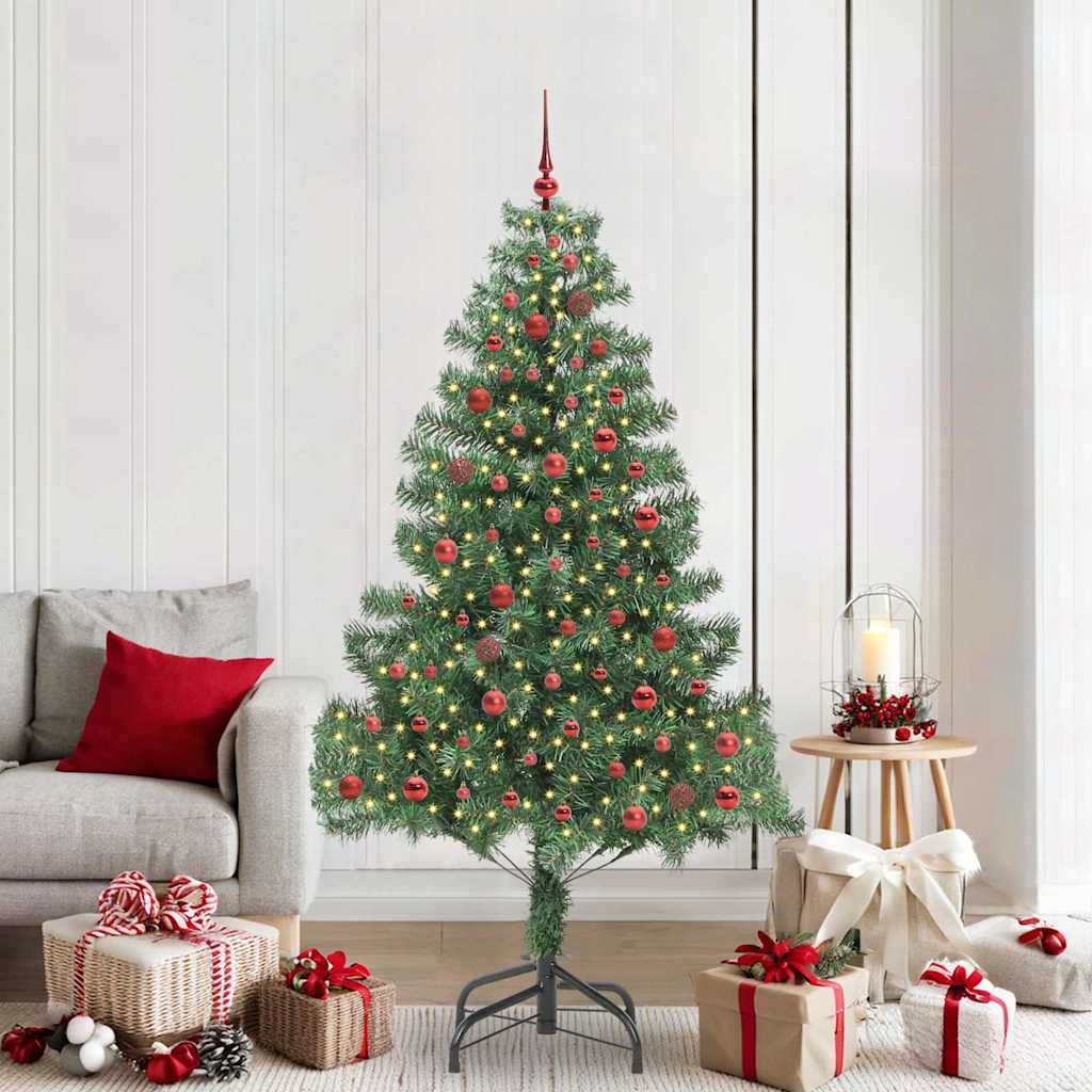 Juletræ med 300 LED'er med stativ Grøn 210 cm PVC