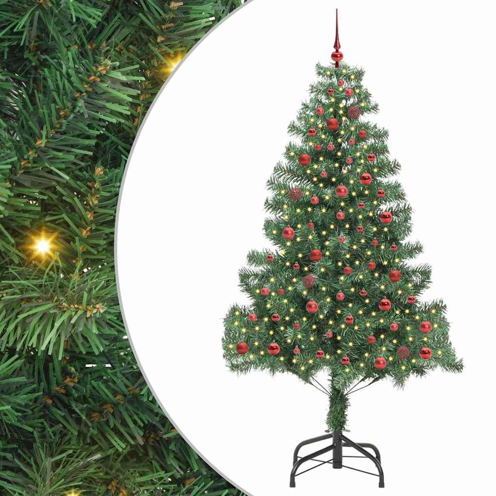 Juletræ med 300 LED'er med stativ Grøn 210 cm PVC