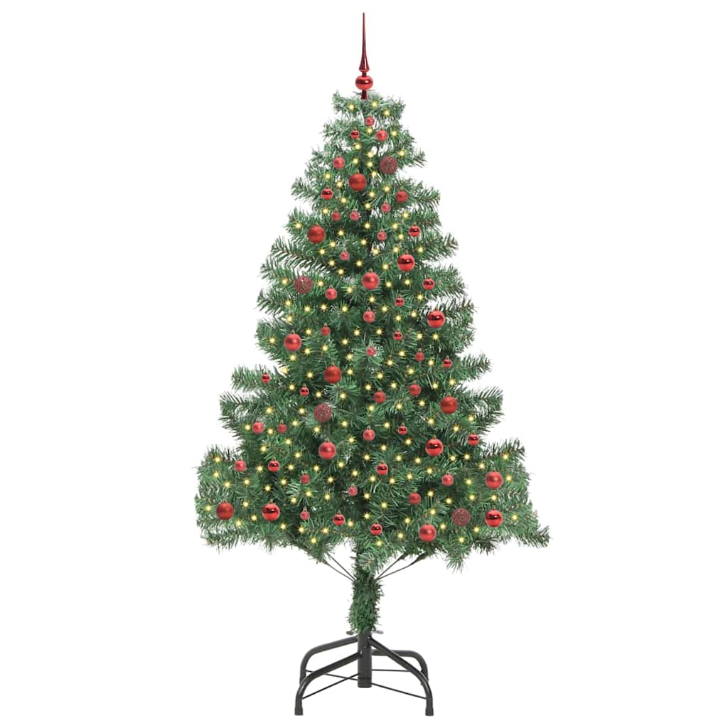 Juletræ med 300 LED'er med stativ Grøn 210 cm PVC
