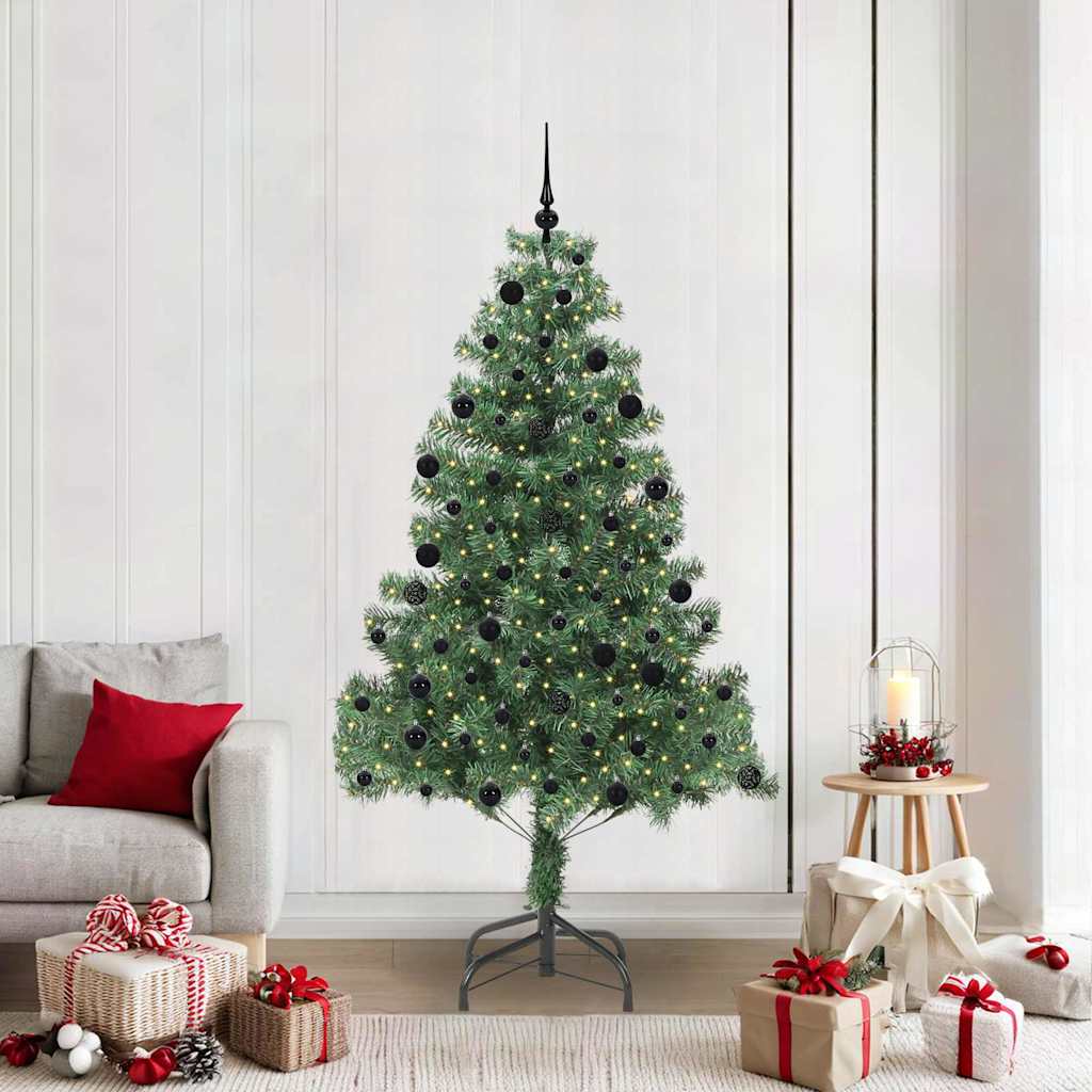 Juletræ med 300 LED'er med stativ Grøn 210 cm PVC