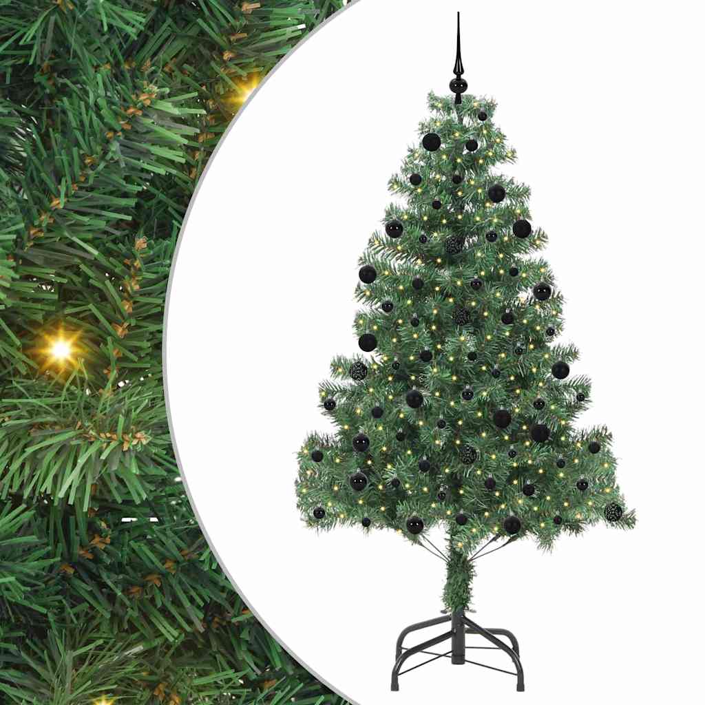 Juletræ med 300 LED'er med stativ Grøn 210 cm PVC