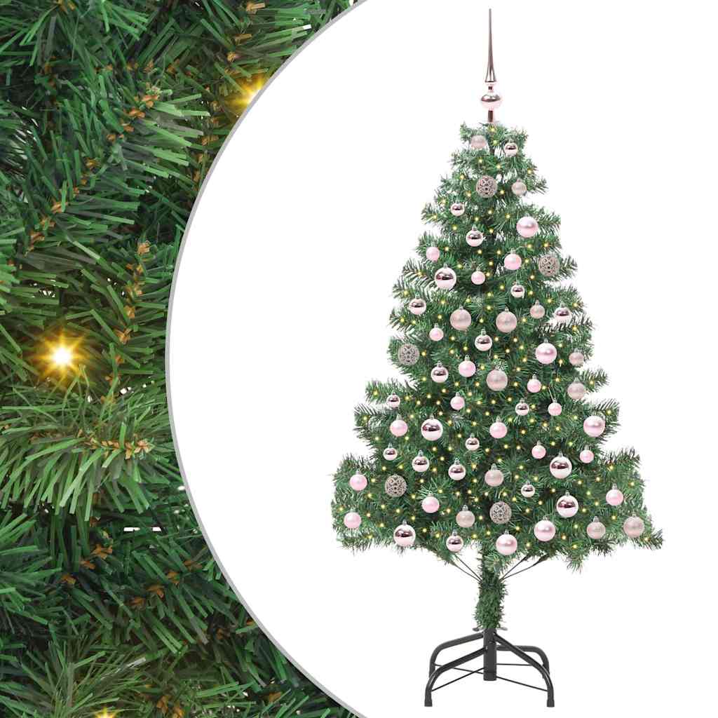 Juletræ med 300 LED'er med stativ Grøn 210 cm PVC