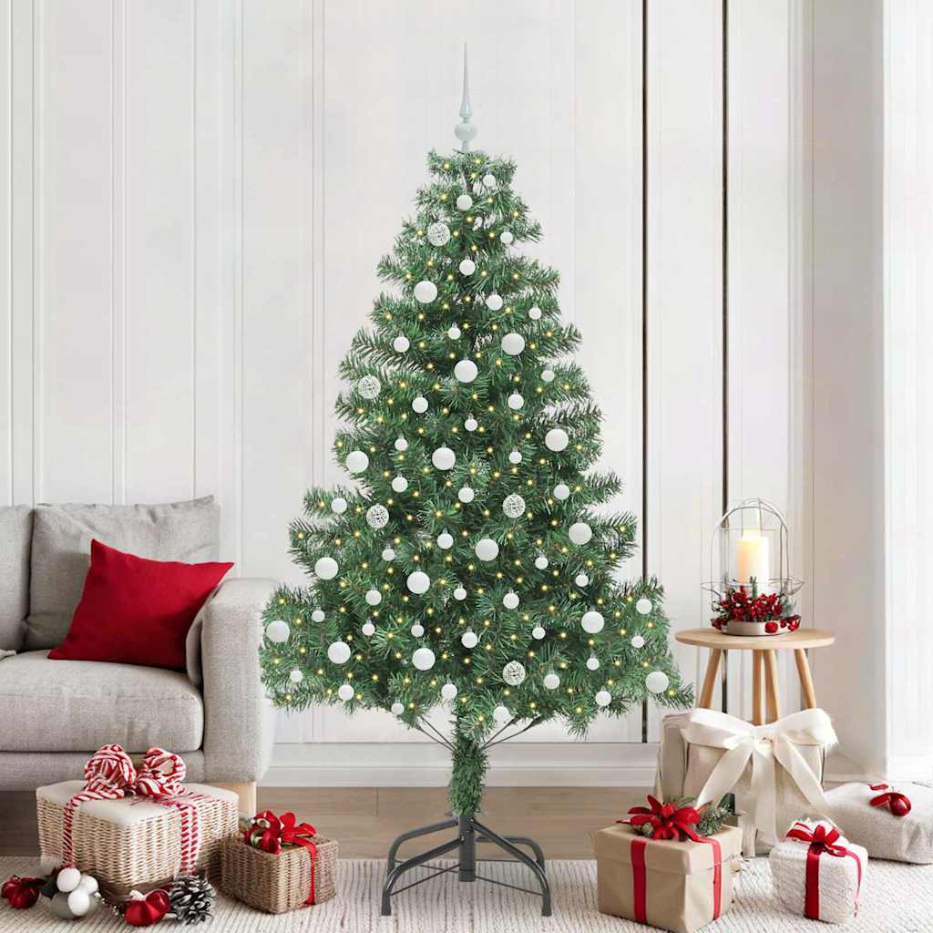Juletræ med 300 LED'er med stativ Grøn 210 cm PVC