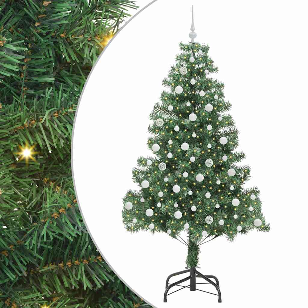 Juletræ med 300 LED'er med stativ Grøn 210 cm PVC