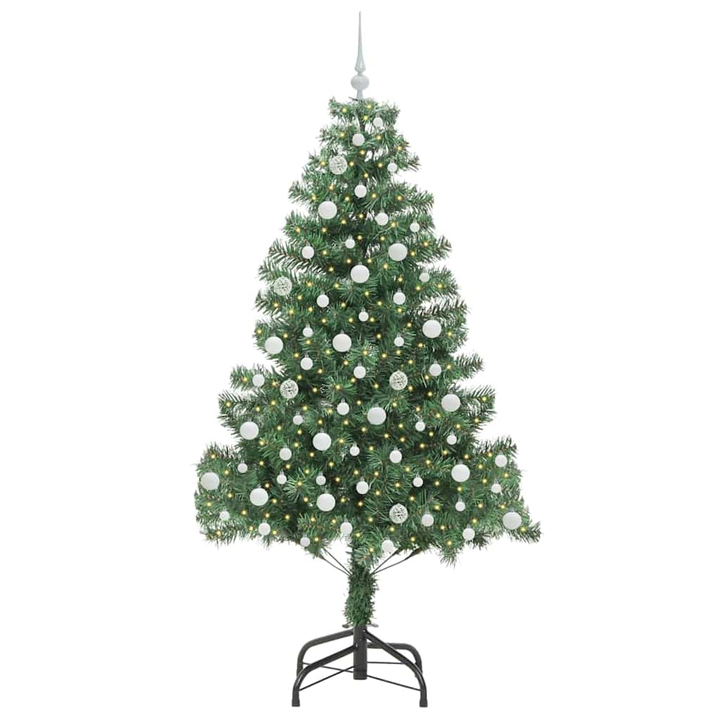 Juletræ med 300 LED'er med stativ Grøn 210 cm PVC