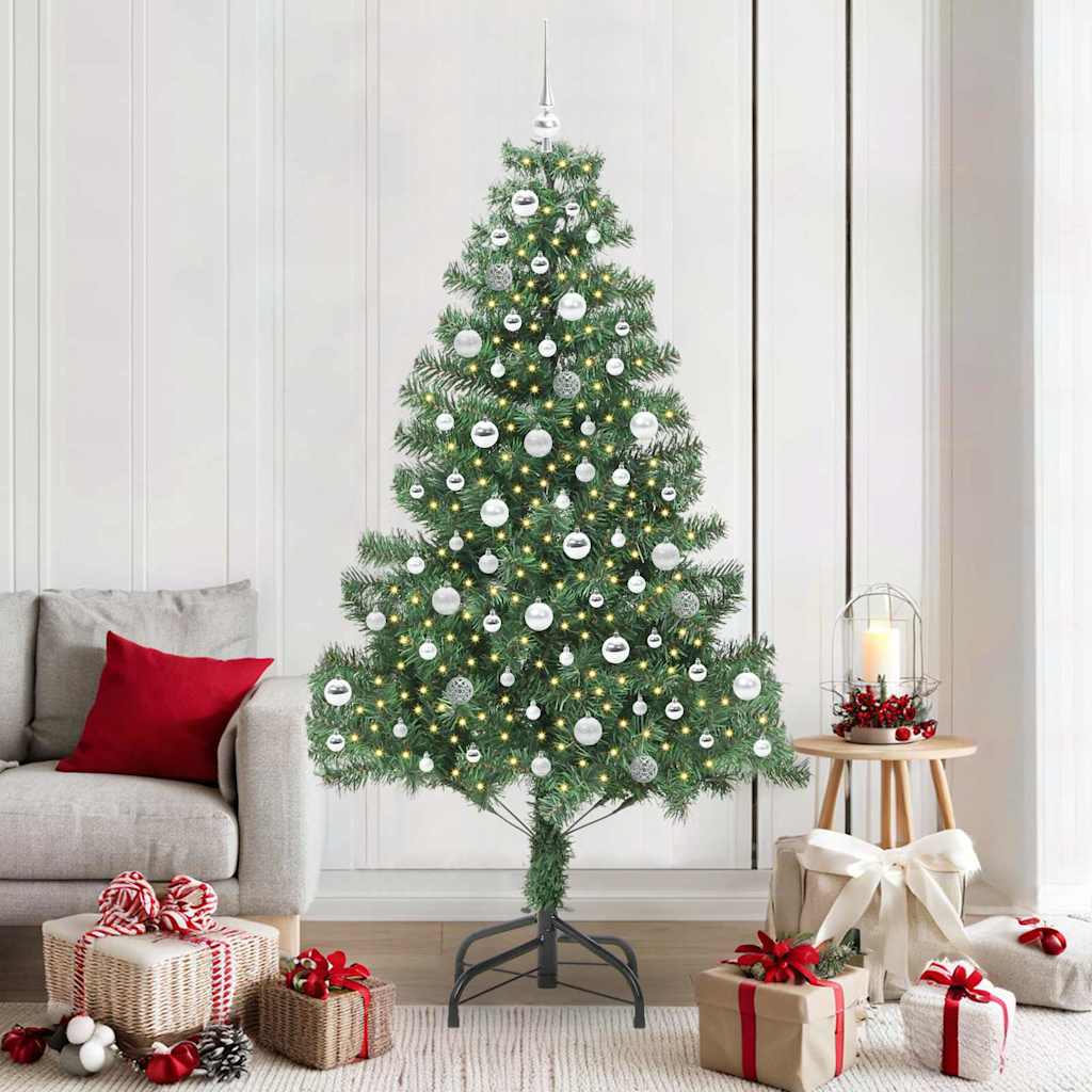 Juletræ med 300 LED'er med stativ Grøn 210 cm PVC