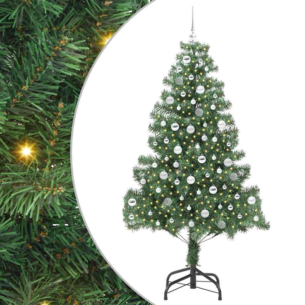 Juletræ med 300 LED'er med stativ Grøn 210 cm PVC