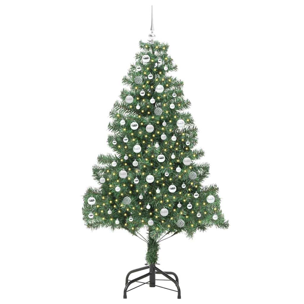 Juletræ med 300 LED'er med stativ Grøn 210 cm PVC