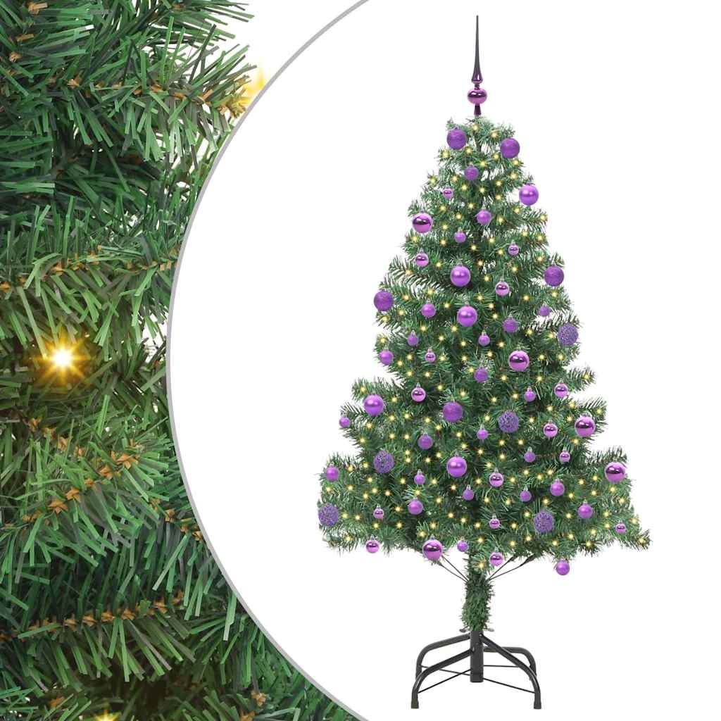 Juletræ med 300 LED'er med stativ Grøn 210 cm PVC